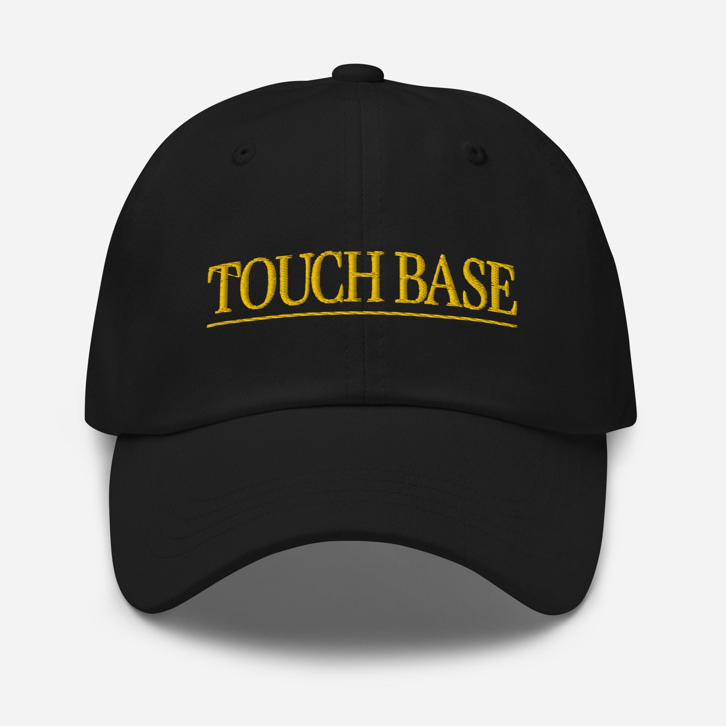 Gold Serif Logo Black Baseball Cap