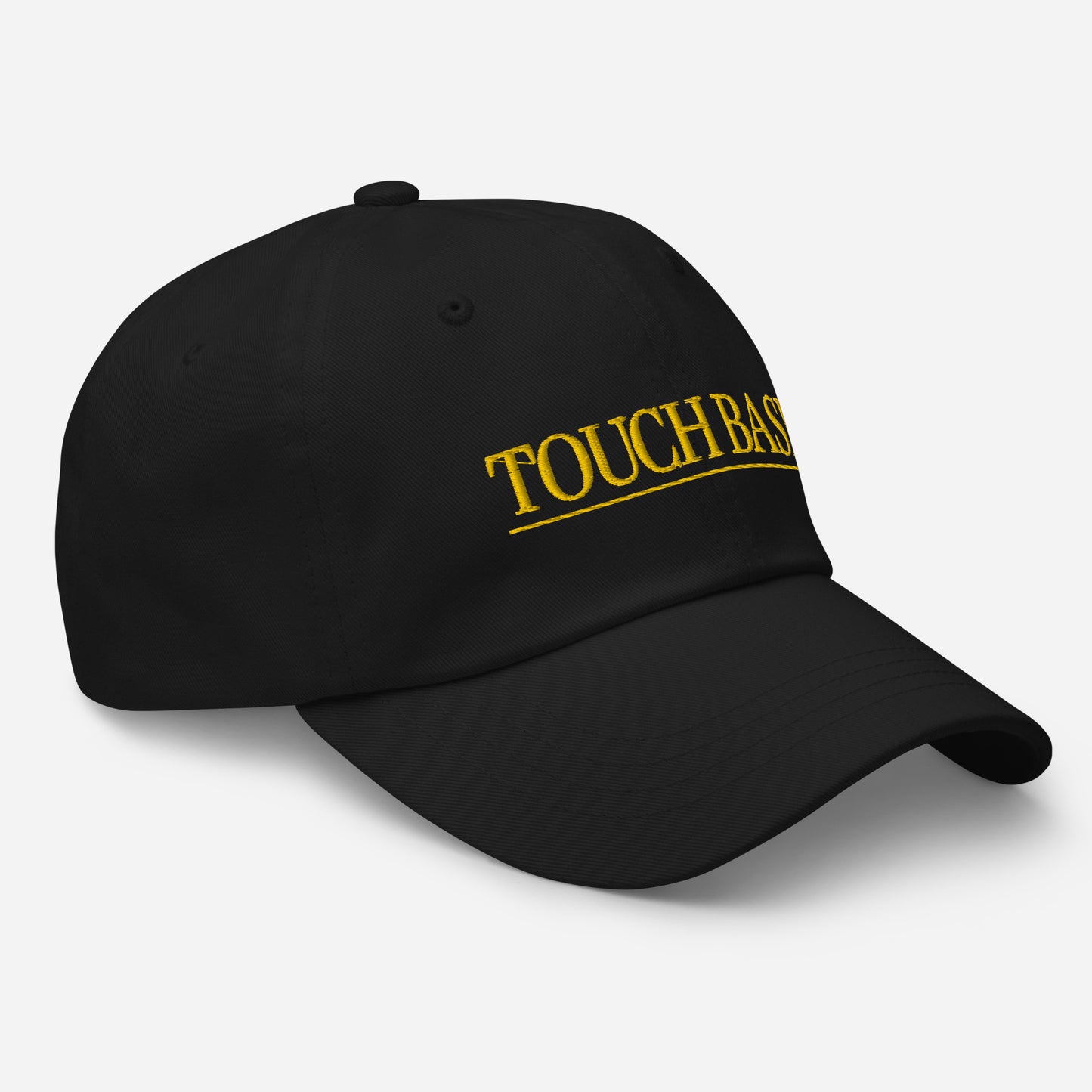 Gold Serif Logo Black Baseball Cap